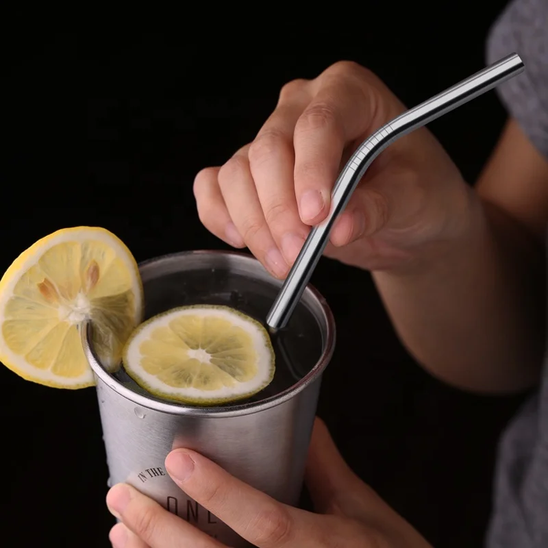 stainless steel metal drinking straw 6*215mm custom colored reusable metal straw