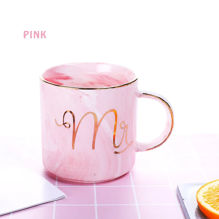 Top selling high quality beautiful marble style colourful ceramic mug coffee cup with custom logo printing gold rim
