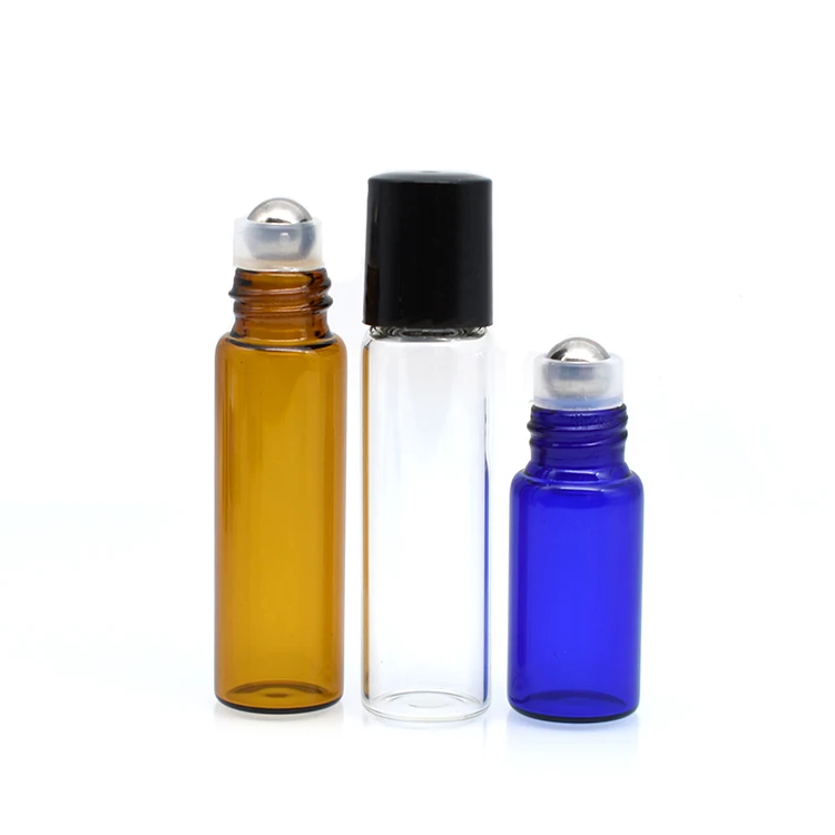 small essential oil1 ml 2 ml 3 ml  1ml 2ml 3ml 4ml 5ml clear blue amber mini glass roll on bottle with metal roller ball and cap