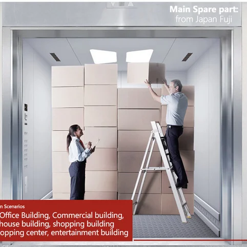 Shopping mall cargo lift elevator for both cargo and passengers and the size of the freight elevator