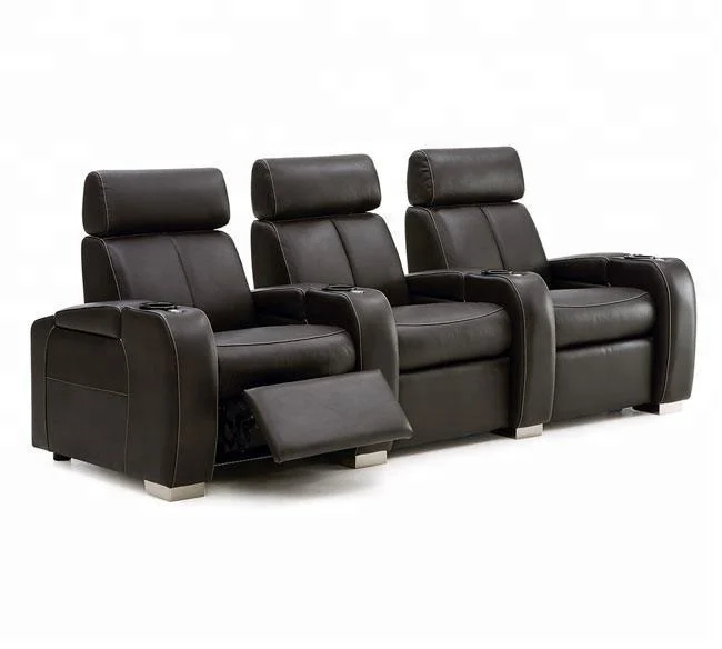Black Genuine Leather Electronic Sofa and Furniture Massaging Recliner Living Room Sofa