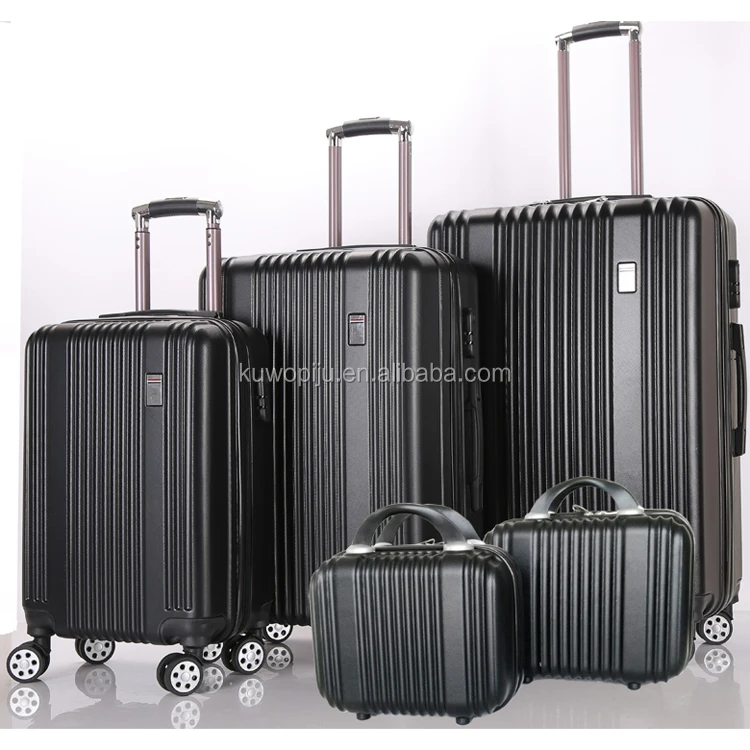 5-Piece Travel Set - Black hard side luggage Spinner 4 wheels trolley abs plastic trolly suitcase