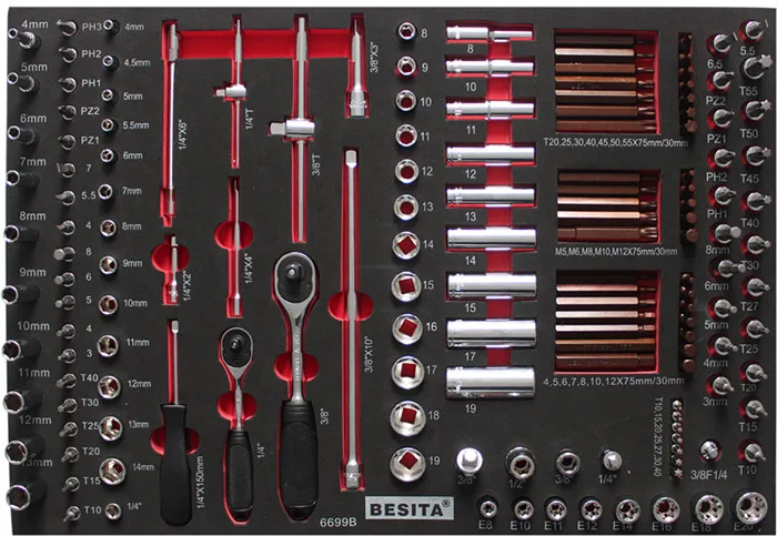 365pcs Shock absorbers socket tools mechanic Corrosion-Resistant 72 teeth ratchet handle tool chests cabinets tray set