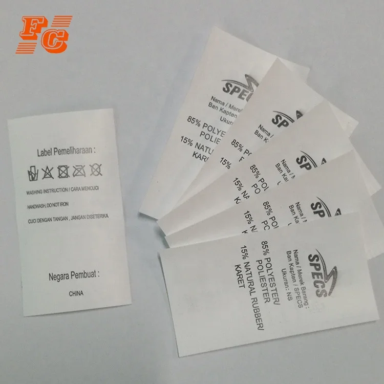 Print polyester washing instructions care label for clothing