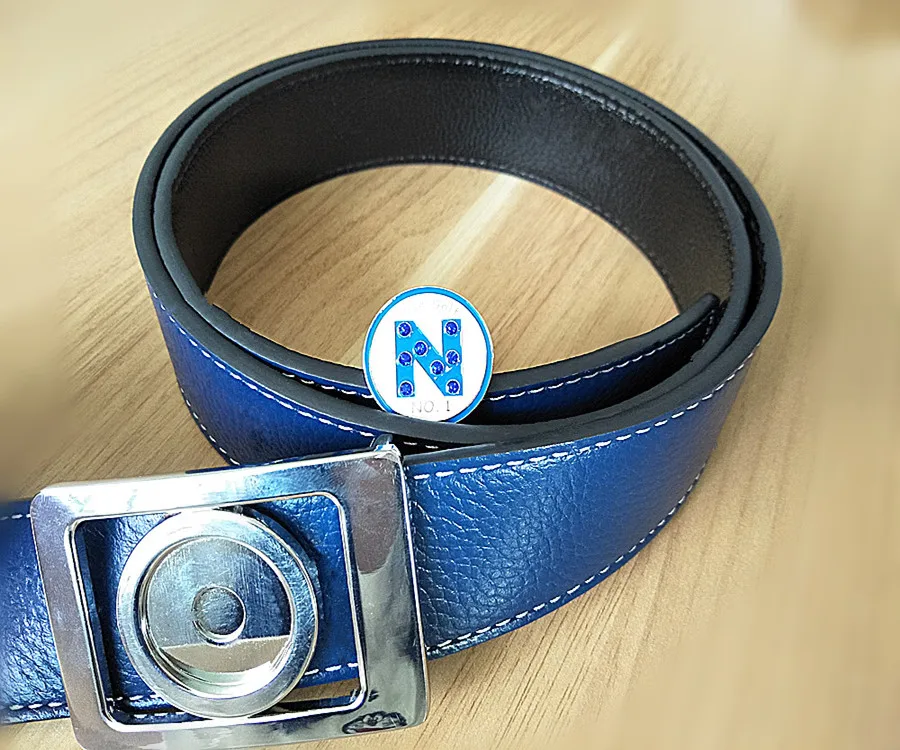 New Style Custom Logo CowHide Golf Leather Belts With Marker