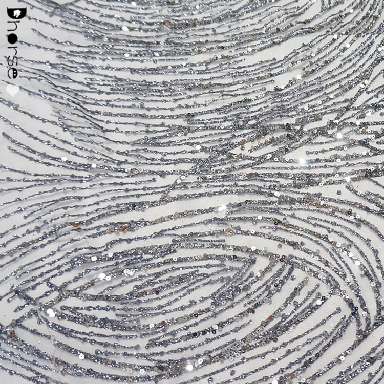 Corrugated Type Stylish And Atmospheric Sequin Glitter Lace Fabric