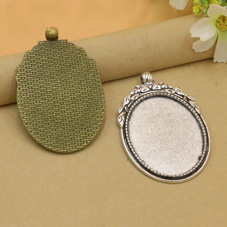 35x25mm/40x30mm Antique Bronze oval Jewelry Cameo Cabochon Bezel Base metal Setting Blank Pendant Trays bezel