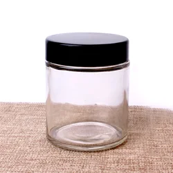 short round amber glass food packing storage jars