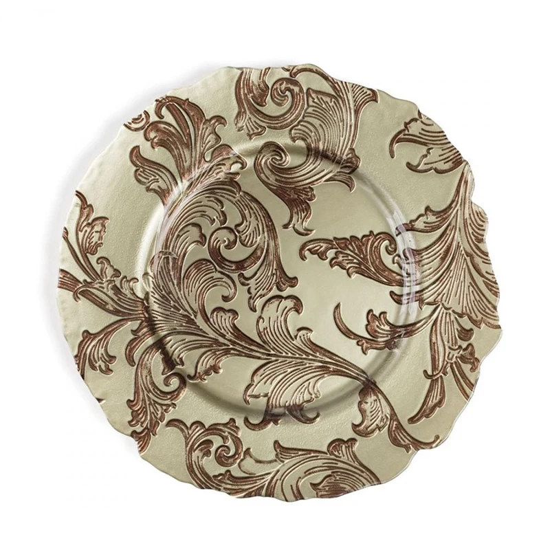 
wholesales 13inch Elegant Home Decoration Glass Charger Plates 