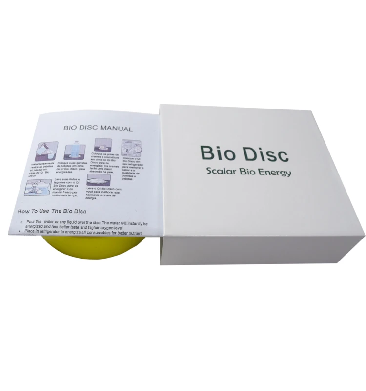 Scalar energy bio disc energized water with negative ion