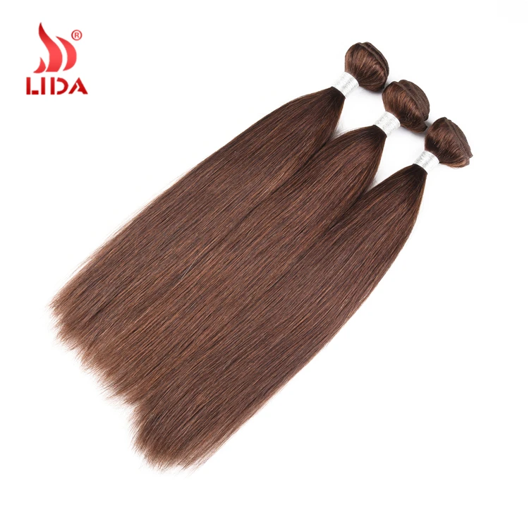 
Lida Malaysian human Hair bundles silk straight weaves Raw Original Weft Natural 4# Extensions 