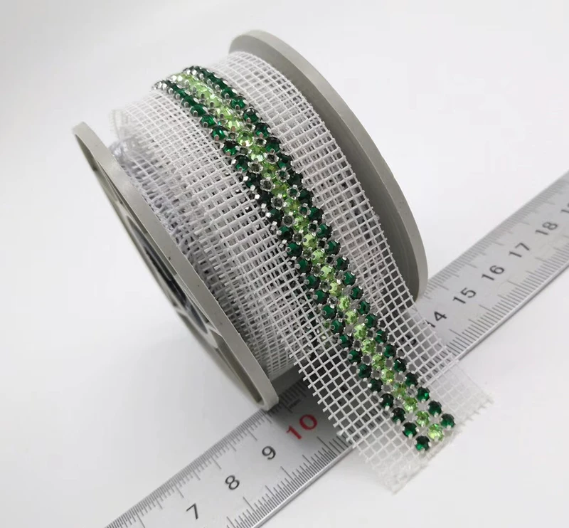 Chain Trim Diamond Crystal Rhinestone Netting Mesh 50yard Per Plastic Roll or Paper Card Loose Rhinestones Garment Accessary 3mm