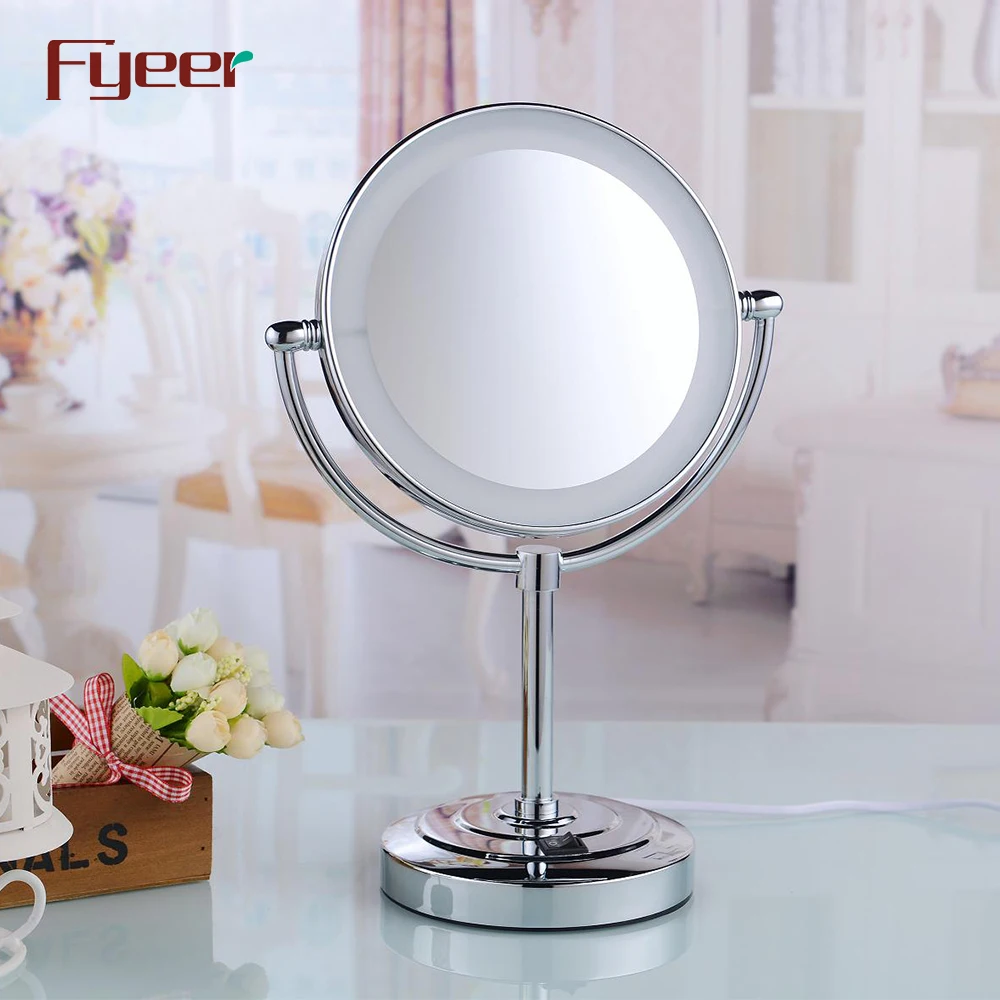 Fyeer Ultra Thin Double Side Cosmetic Table Mirror with Led Light