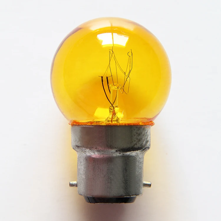 G40 110V 220V E27 B22 5w yellow color Incandescent light bulb for home and other use