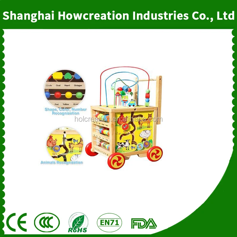 New Arrival Wooden Learning Bead Maze Cube 5 in 1 Activity Center Educational Toy To Help Kids Develop Intelligence