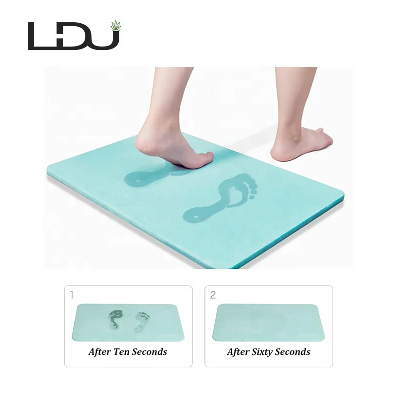 Hot Sale Strong Water Absorption Volatile, 60Seconds Quick-drying Safety Non-slip Easy to Clean Reusable Diatomite Foot Bath Mat