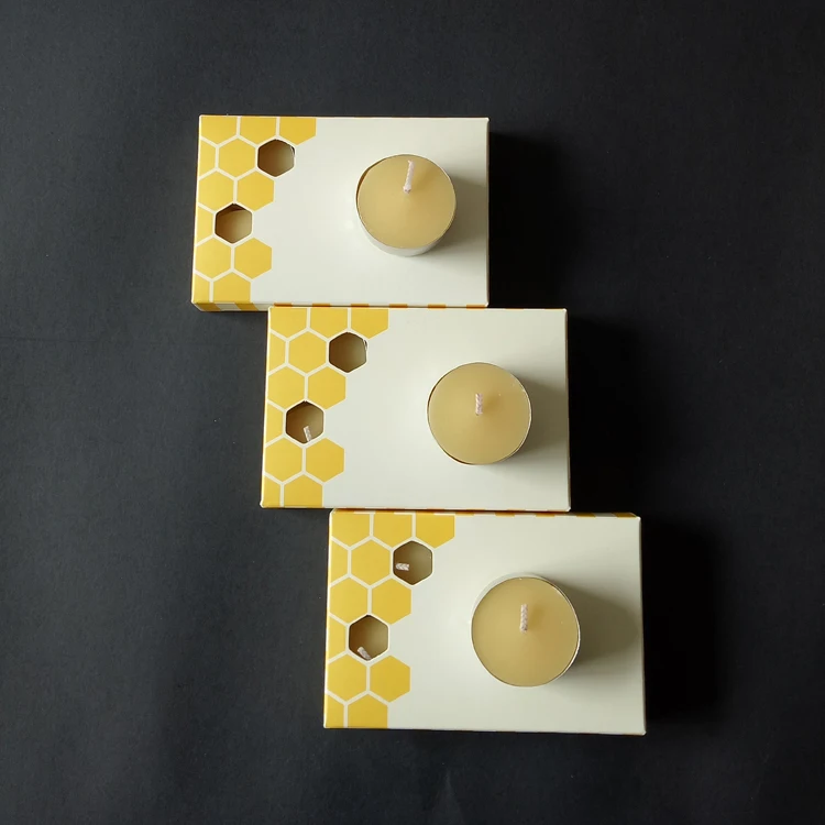 100% Pure Natural Raw Organic Handmade Beeswax Tea Light Candle Metal Cup/holder