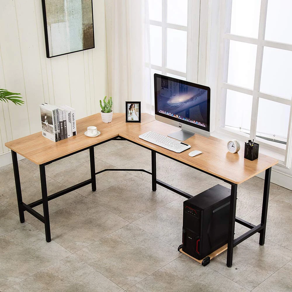 Classical Ergonomic L Shape Computer Desk Office Home Tables