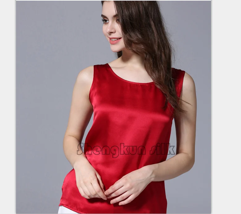 
China wholesales Super soft pure silk Camisoles short pajamas tank top OEM S-2XL 