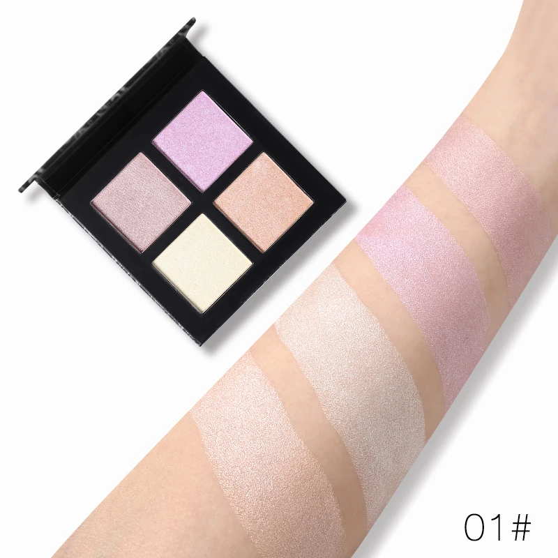 4 цвета Тени для век бронзер выделяющая Палитра с квадратной бумагой