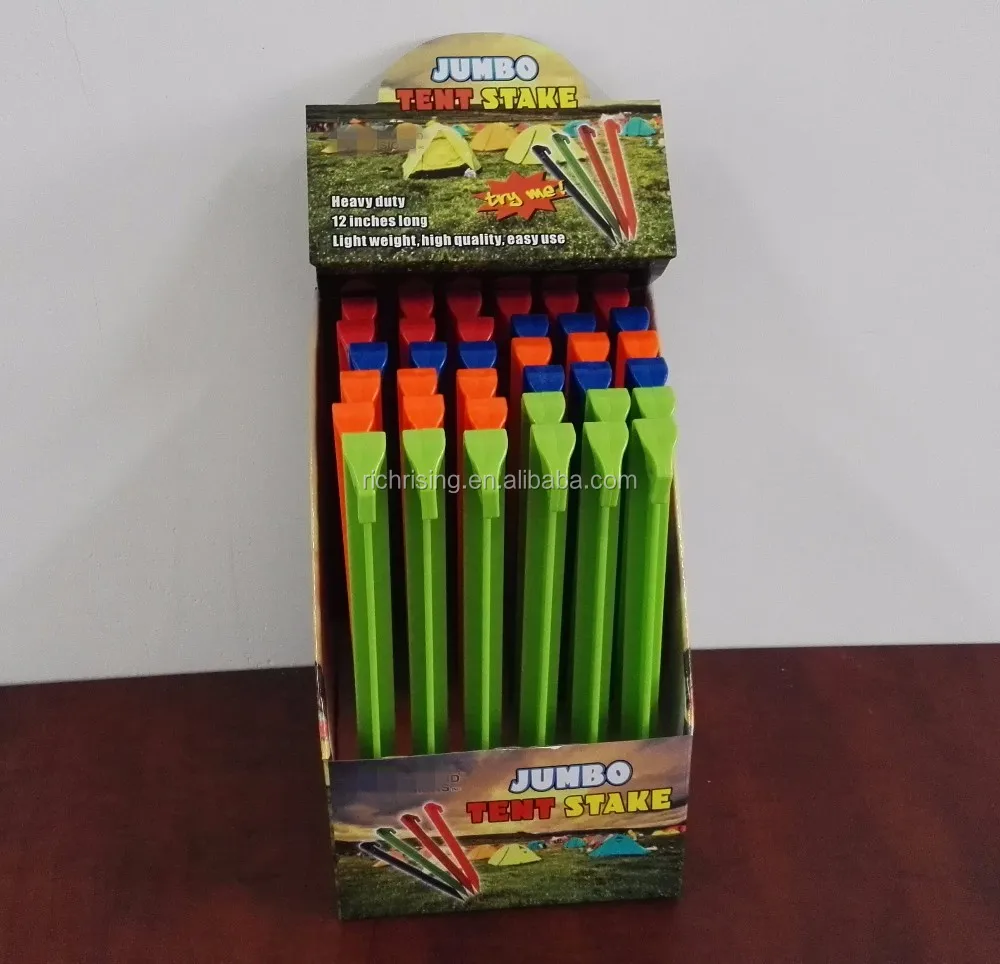 hot sales plastic tent peg stakes set with show box outdoor PP ABS camping nail environmental material customized packing