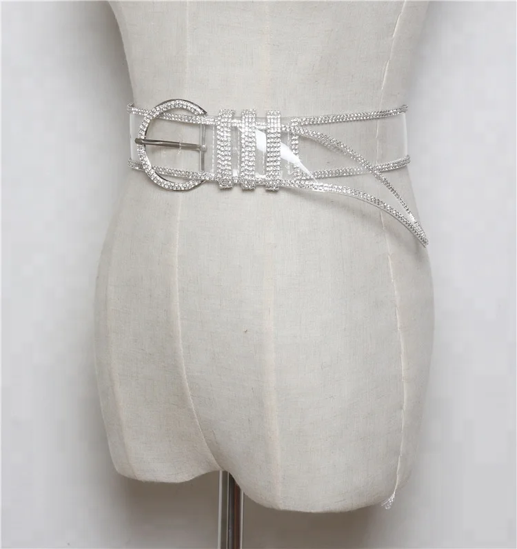 2018 new design fashion sparkle diamonds transparent belts for women