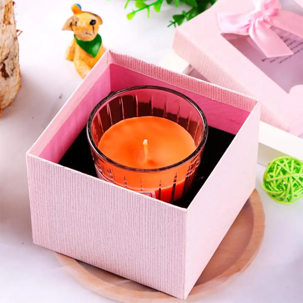 High Quality Decorative Vertical Stripe Colorful Glass Jar Aromatherapy Candle Private Label Scented Soy Wax Candle