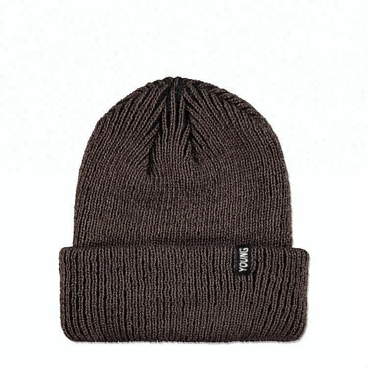 Rib Knitted Beanie WIth Custom Label, Custom Woven Label Beanie, Plain Color Beanie Wholesale