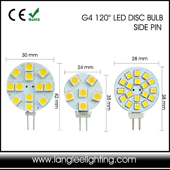 High lumen Flat Disc PCB 10-30V 2835SMD G4 LED Bulb Spot Light