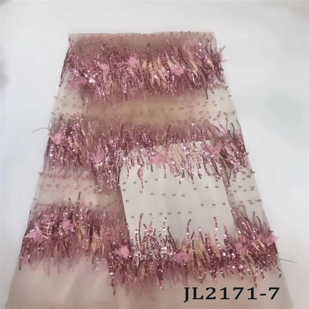 JL2171-7 вышивка кружевной ткани Дубай ткань с блестками золотые ручной работы вышивкой тяжелое вышитое бисером праздничное кружевное