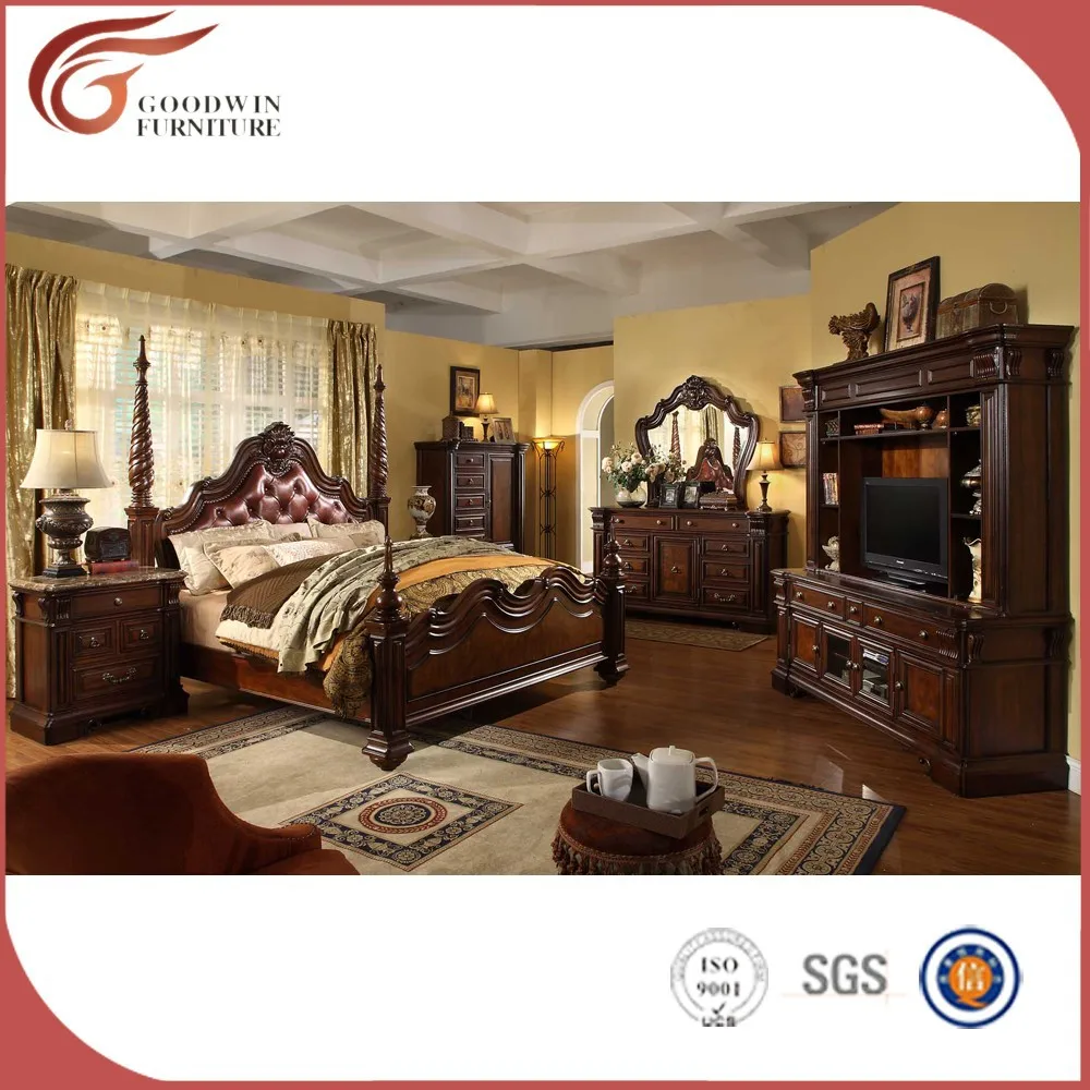 American design complete set antique wooden bedroom furniture WA148