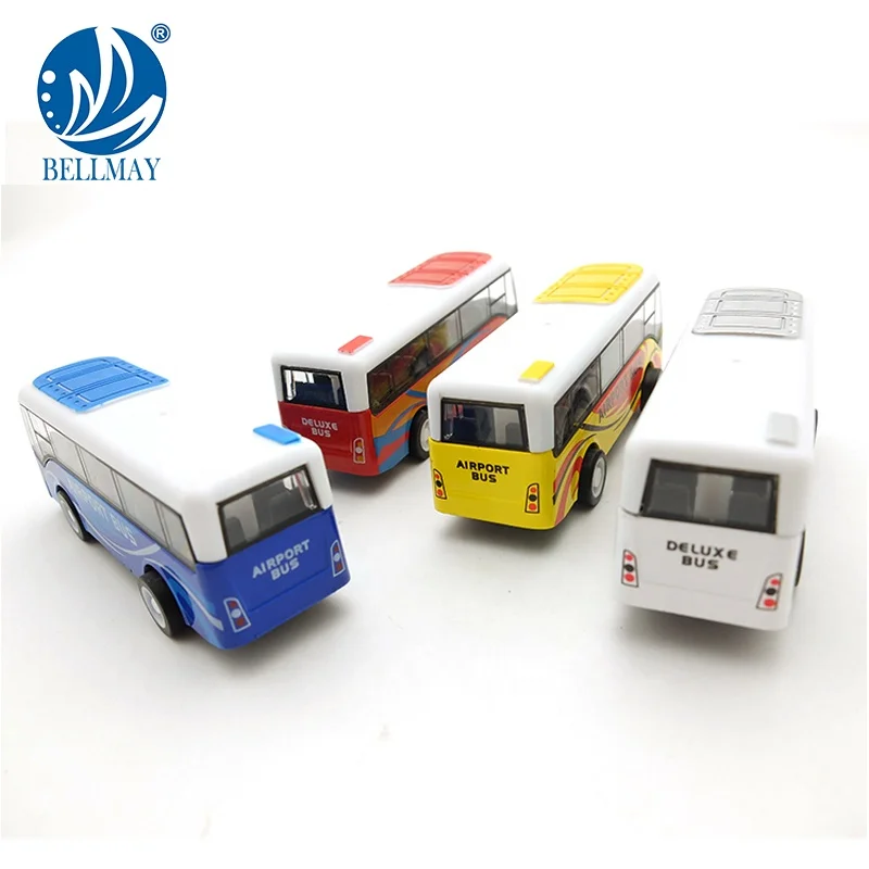 Bemay Toy 1:55 Alloy Toy Diecast Model Car Pull Back Diecast Scale Models Bus Toy With 4 Style