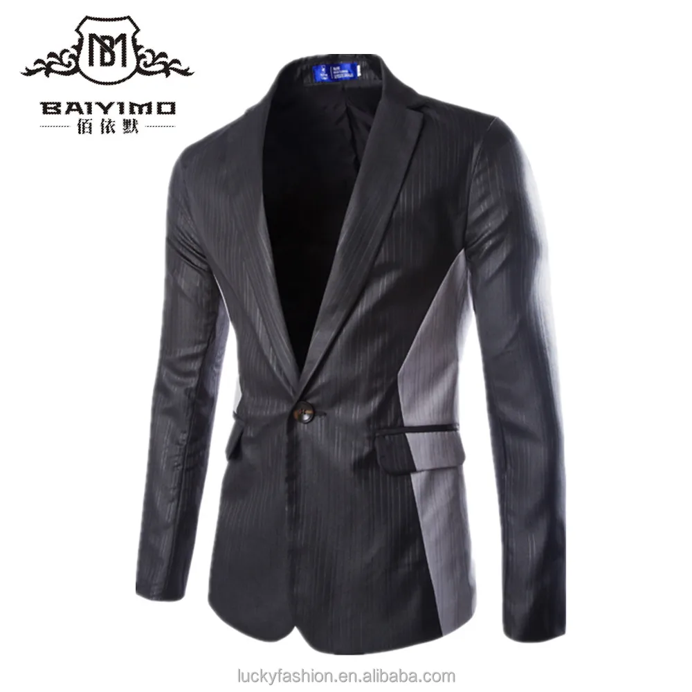One Button Mens Korean Slim Fit Fashion Blazer Suit Jacket Plus Size Male Blazer Jacket Wholesale