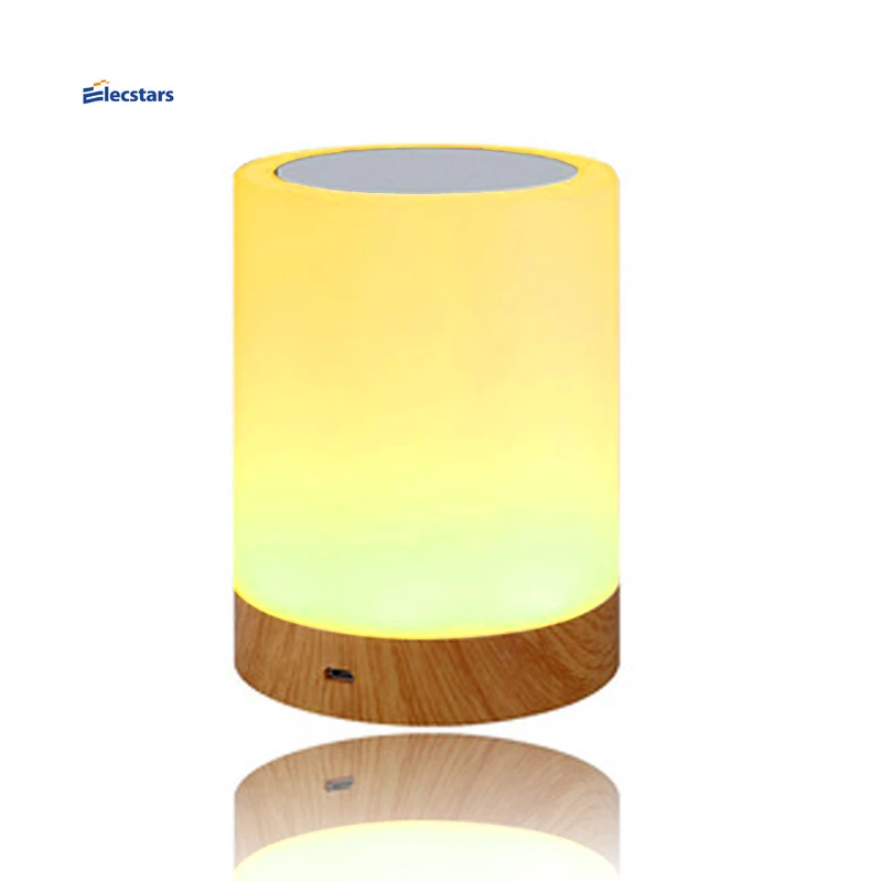 
Night light with wooden grain base/Cheap Touch night Lamp 