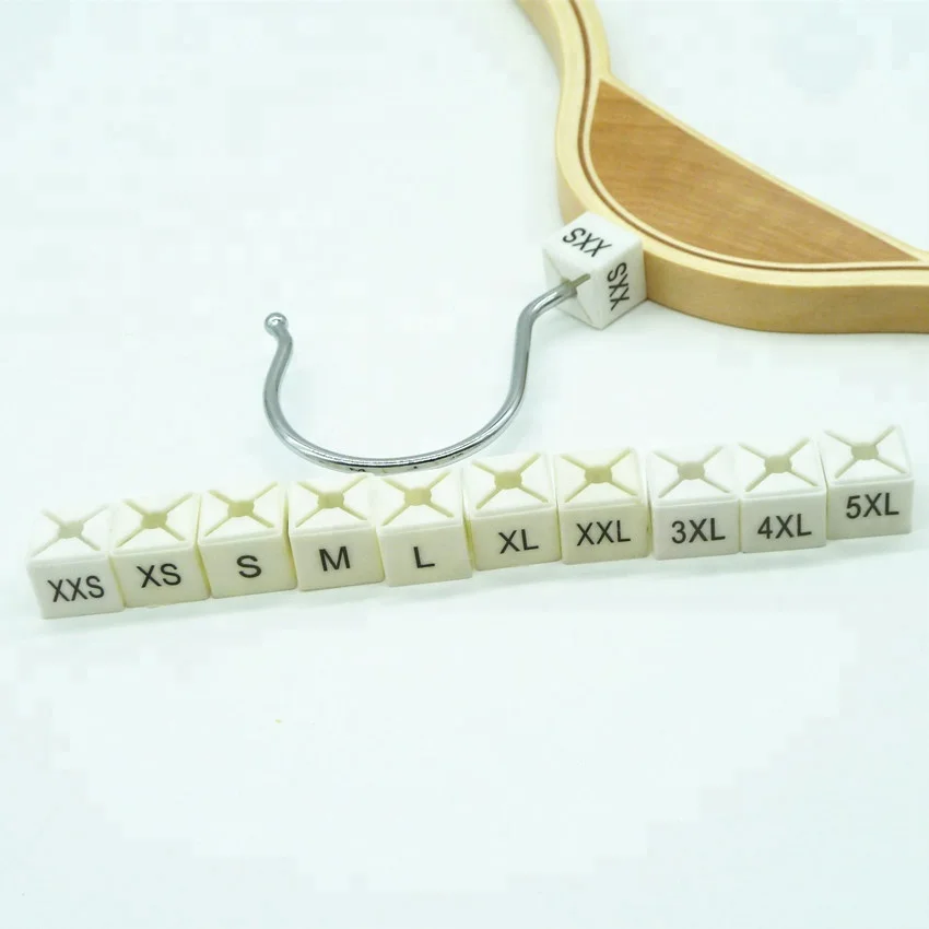 Plastic Size Markers for hangers pre-printed XXS 5XL square clothes hanger tags white size sizers disparity between sizes