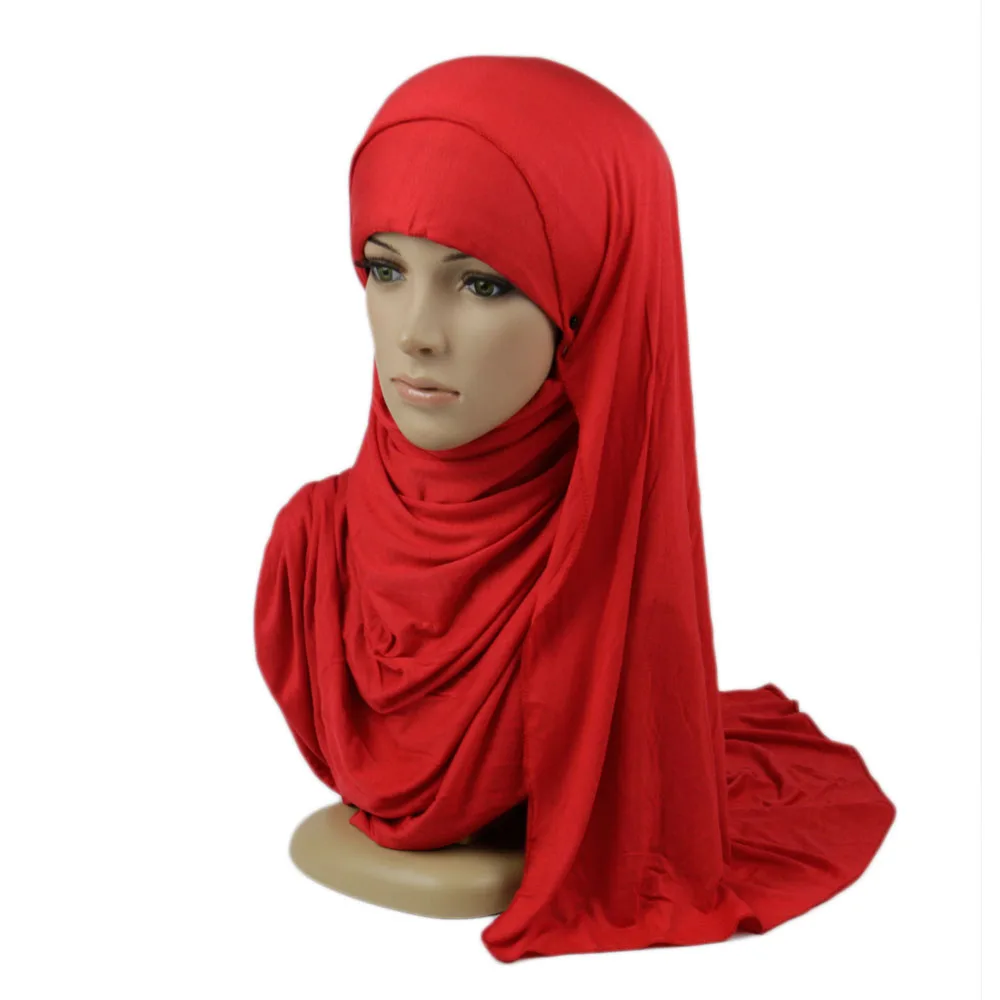 Wholesale High Quality Stretchy Plain Hijab Headscarves Women Stoles Jersey Wrap Muslim Jersey Scarf Hijab
