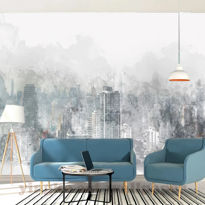 
Photo Wall Paper 3D watercolour hand painted city view Mural living Room Cafe KTV Backdrop Wallpaper For Walls 3 D Papel Tapiz 