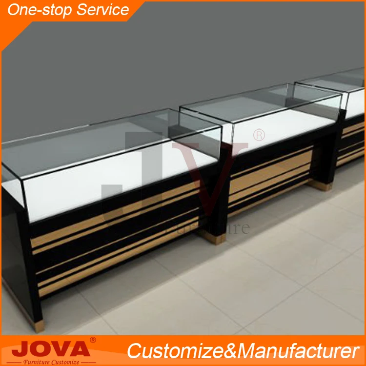 Custom made used jewelry display cases, modern wooden mirror jewelry display cabinet, glass jewellery showroom furniture design