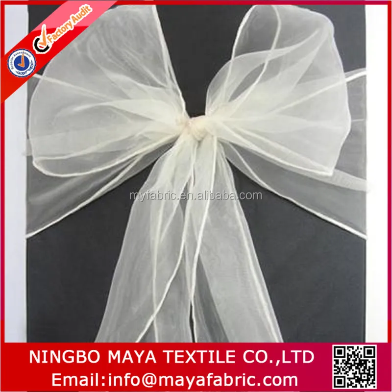 Factory supply colored organza chair sashes plain dyed organza fabric for banquet wedding Party Decoration Bow, home and hotel