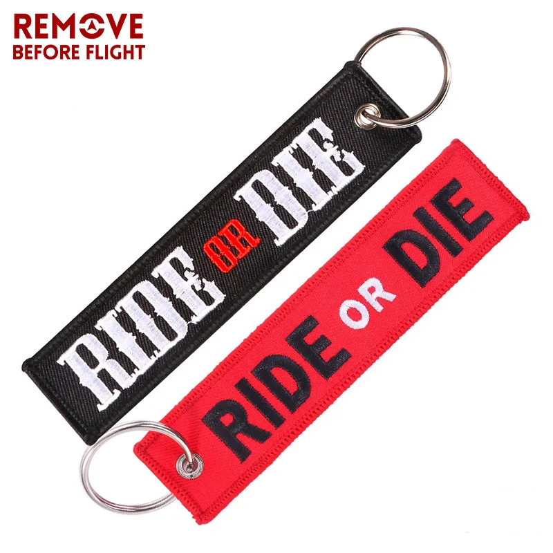 Wholesale Motorcycle Bike Car keychains embroidery text key tag for promotion Custom logo keychain
