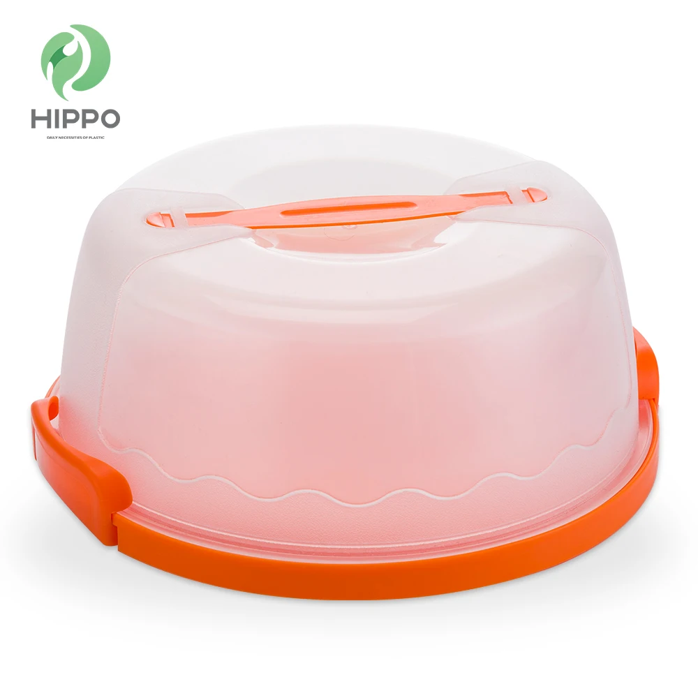 Wholesale round clear plastic storage cake containers with handle