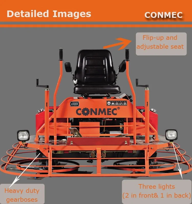 
CONMEC Ride-on Power Trowel 36' concrete riding power trowel machine with multi-directional steering system 