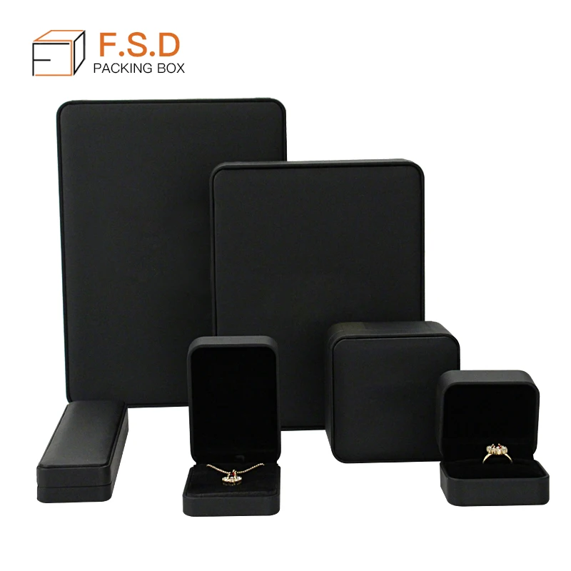 FSD  Custom black PU Leather necklace jewelry Box   bracelet luxury jewelry box packaging