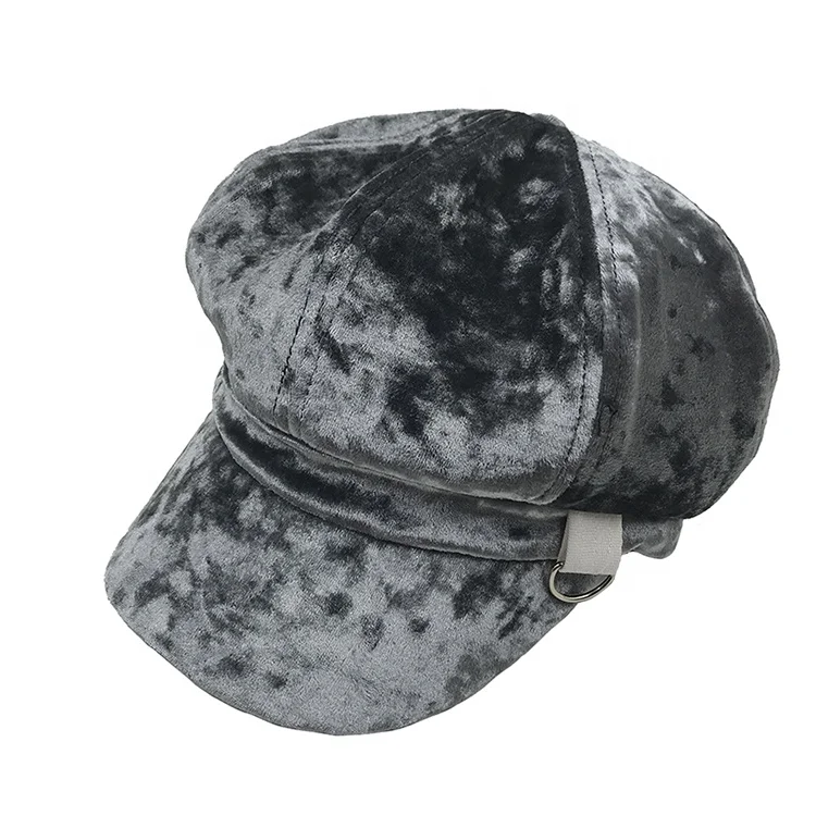2024 Autumn Winter smooth shiny beret hat polyester velvet Sailor Hat Newsboy Cabbie Baker Boy Peaked Beret Cap