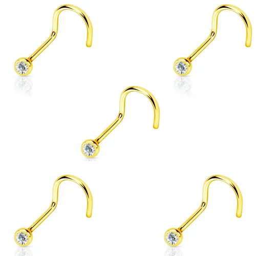 Fashion Crystal Bezel Setting Piercing Jewelry Head Surgical Steel Nose Screw Piercing For Woman