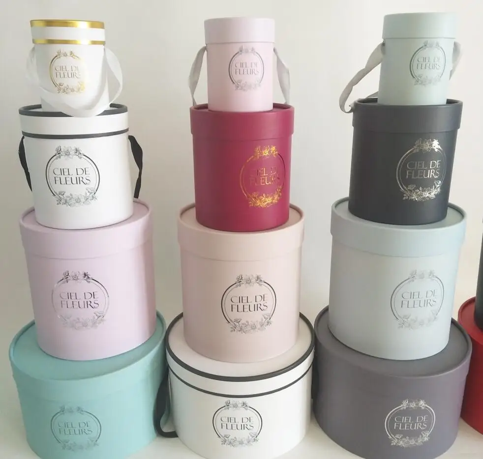 Luxury Custom Printing Cardboard Box Round Flower Boxes