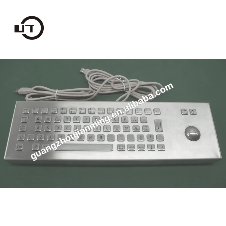 Metal Vandal Resistance Backlit Kiosk Keyboard Waterproof and Dustproof Stainless Steel with Touchpad and Trackball Metal Keybo