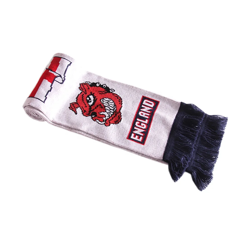 Wholesale acrylic England football sport custom woven scarf