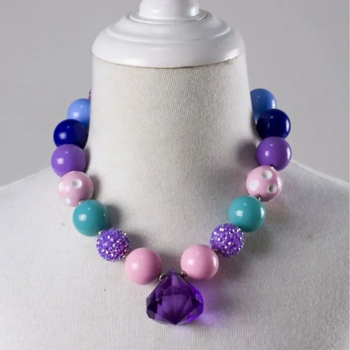 Оптовая продажа ювелирные изделия ожерелье с розовым бантом детское ожерелье-чокер из акриловых бусин