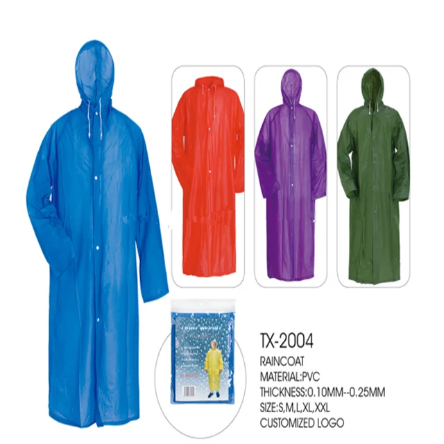 Cheap promotional 100% waterproof disposable reusable PEVA raincoat